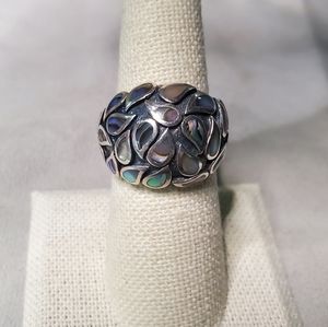 CPT Abalone Inlay Sterling Silver Dome Ring Size7